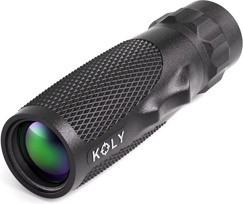 KOLY منظار أحادي BAK-4 10X25، تلسكوب مدمج مقاوم للعوامل الجوية مع مقبض جلد الثعبان، مصمم لمشاهدة الطيور، والمشي، والصيد، والرماية، والمزيد، تكبير 10X، أسود - Image 1